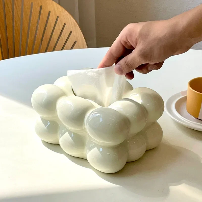 Kitchen Room Gadgets - Light Luxury Tissue Box Ceramic Tissue
