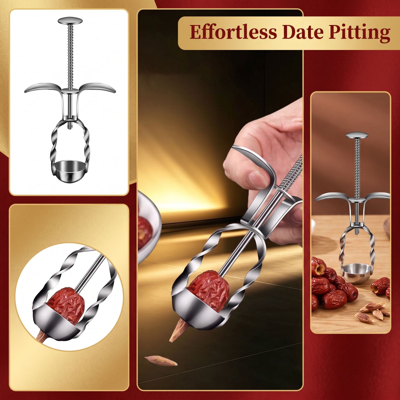 Cherry Pitter Tool - Stainless Steel Red Date Pitter Tool